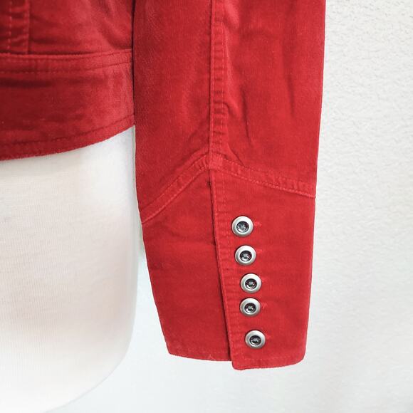 Newport News Red Ruched Zip Jacket Size L - Picture 9 of 12